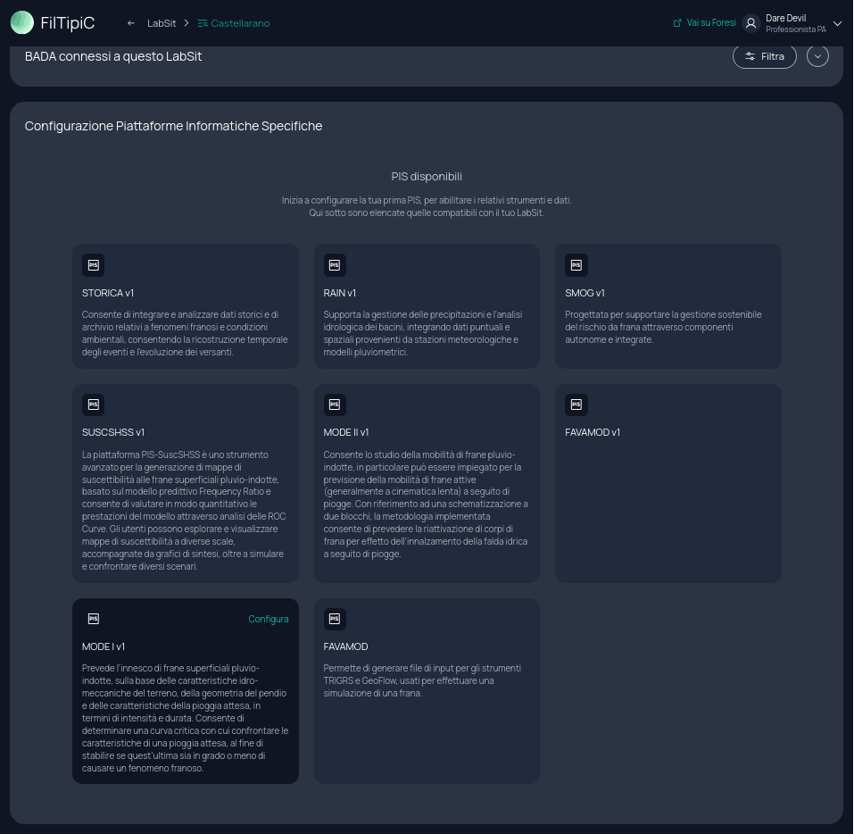 Scheda Configurazione BADA e PIS con la card MODE-I