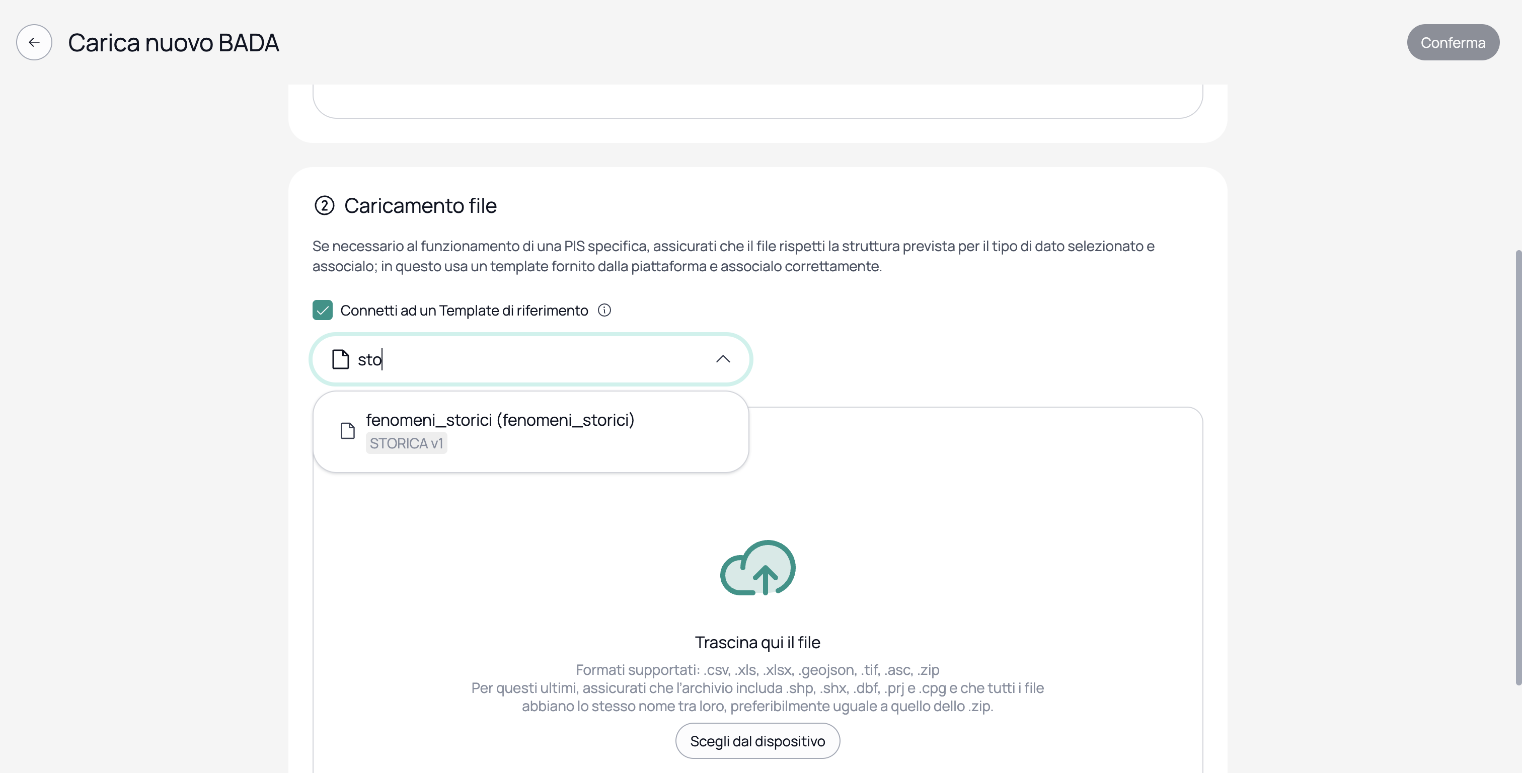 Schermata di caricamento del file compilato in BADA