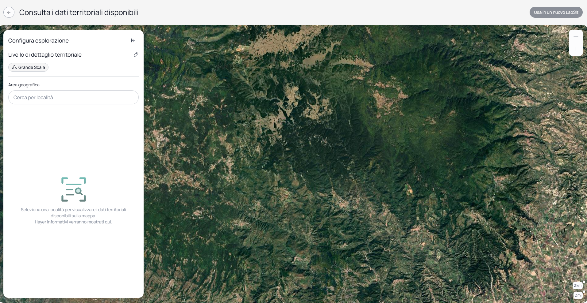 Campo Area geografica con ricerca per località