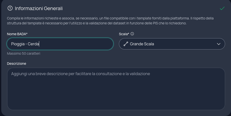 Sezione Caricamento file con il file MODE-II caricato