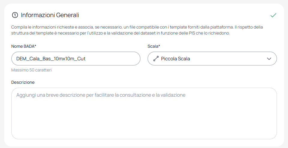 Campo Nome compilato e menu Scala aperto