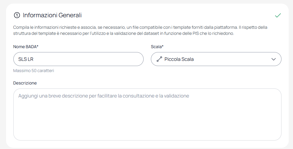 Campo Nome compilato e menu Scala aperto