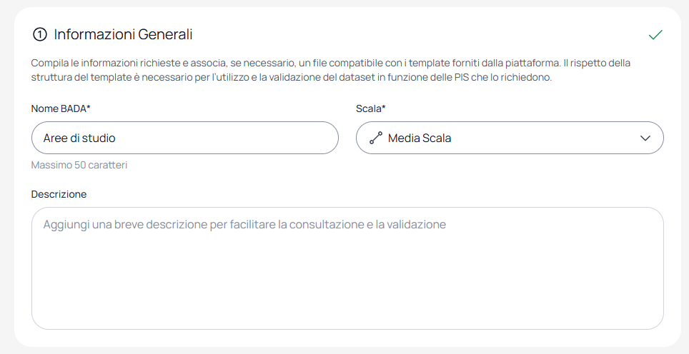 Campo Nome compilato e menu Scala aperto
