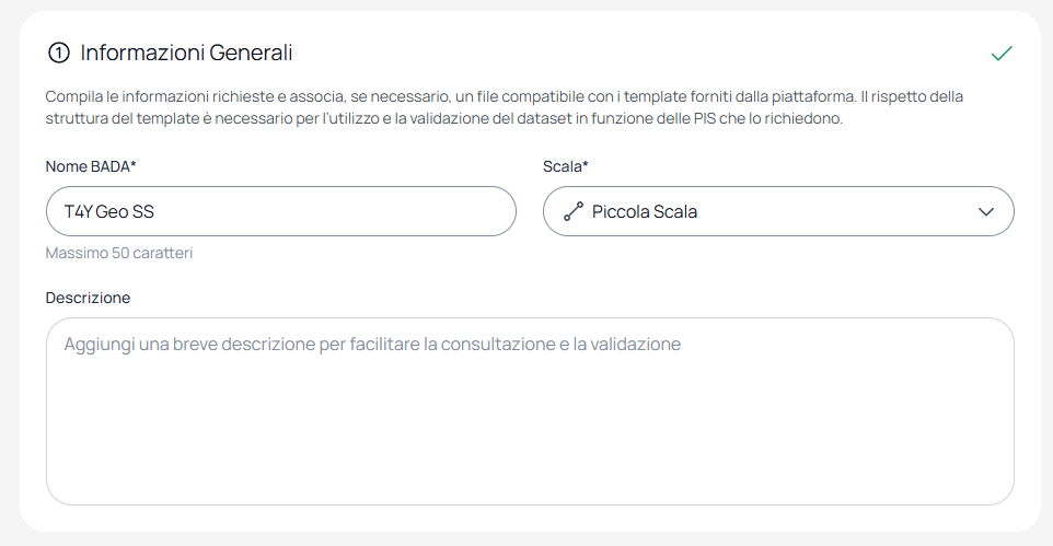 Campo Nome compilato e menu Scala aperto