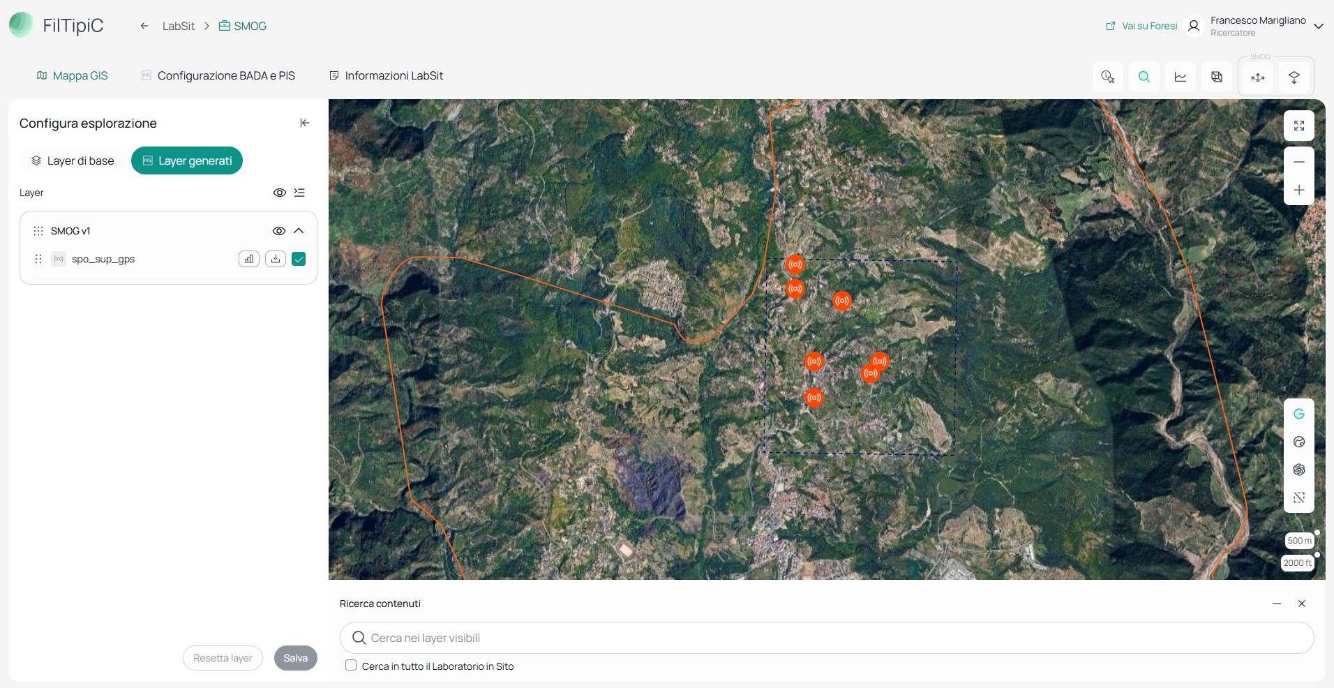 Pannello Layer generati con il layer spo_sup_gps attivato