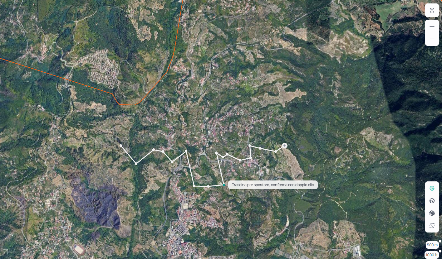 Traccia modificata con il grafico altimetrico ricalcolato