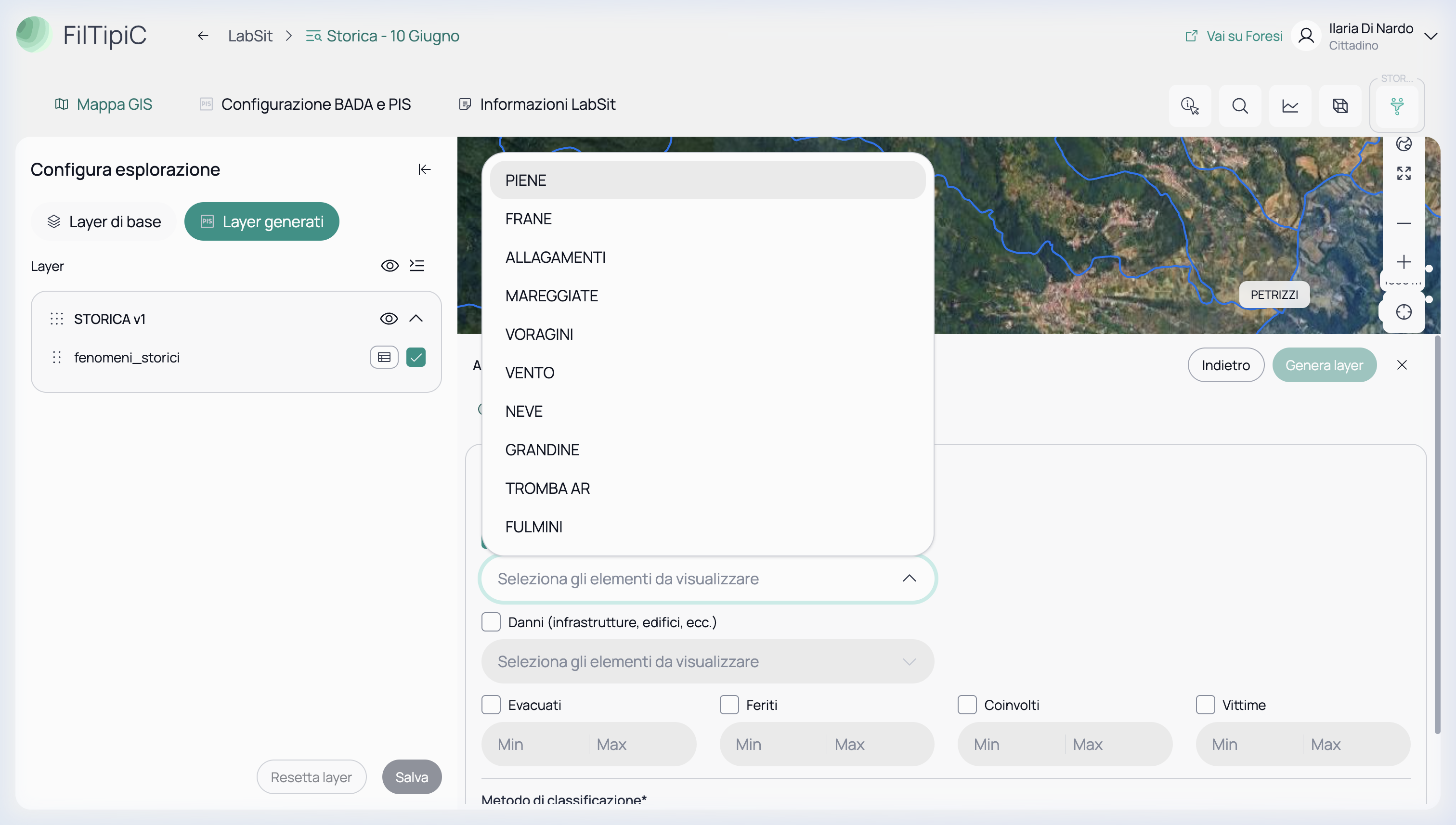 Configurazione Parametri per la Classificazione