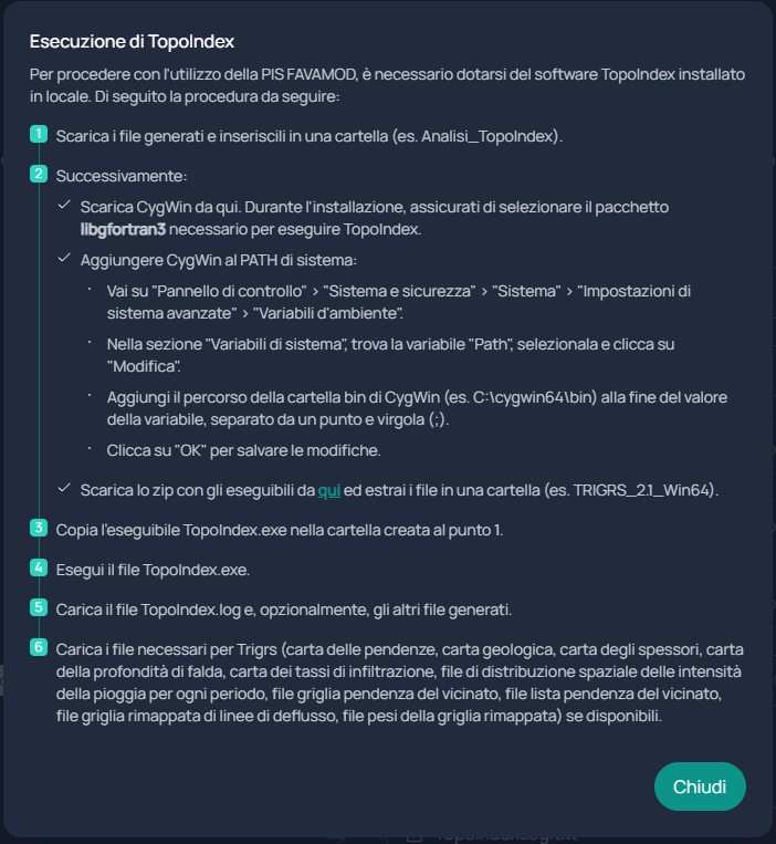 Istruzioni per l'esecuzione di TopoIndex