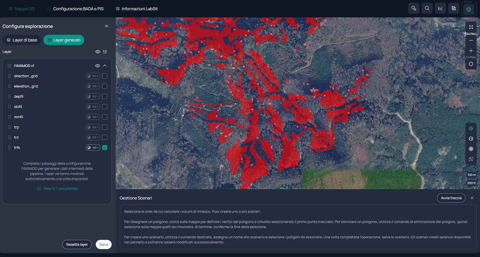 Mappa GIS e layer generati