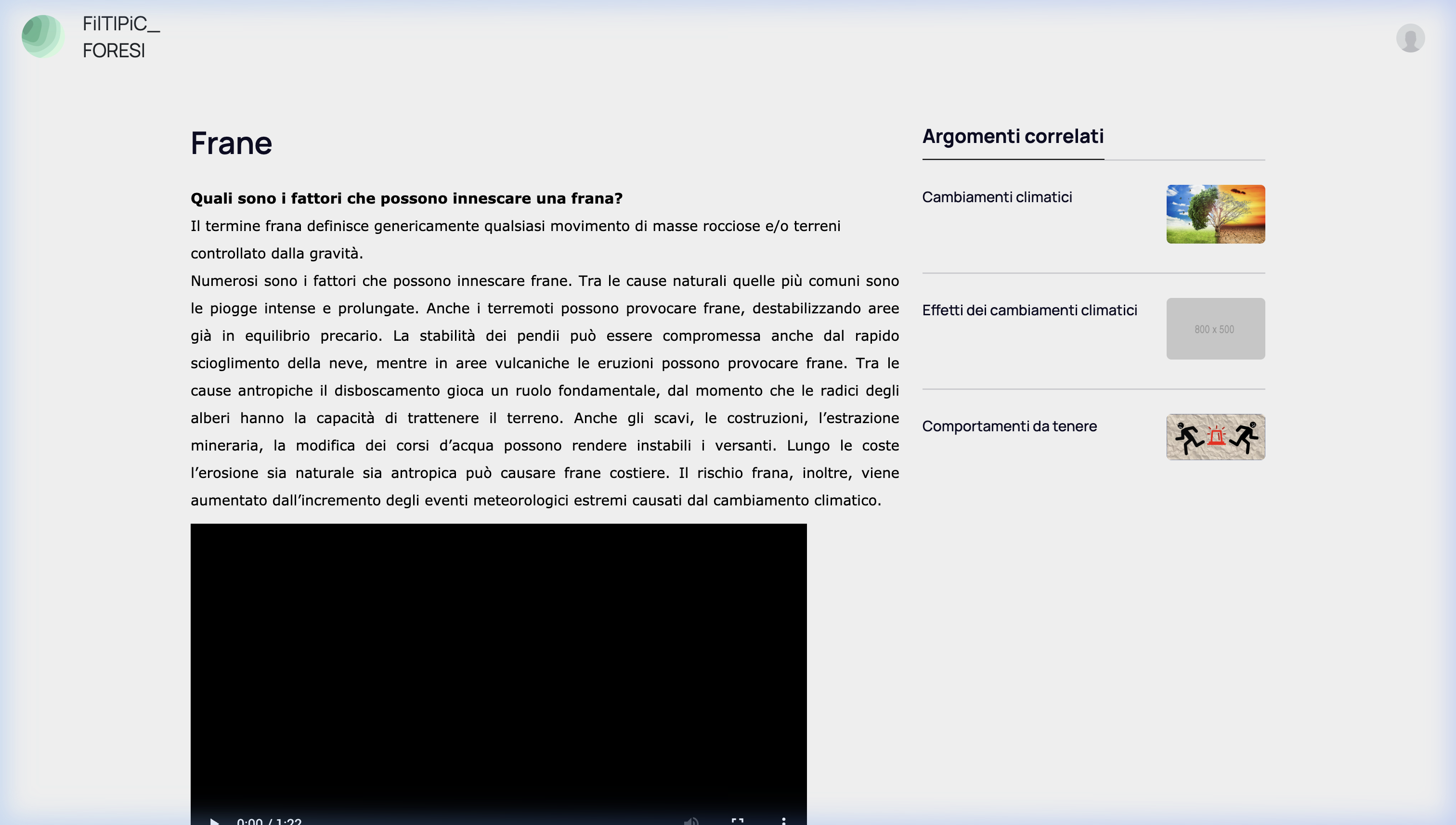 Dettaglio pagina Tematiche sulle Frane